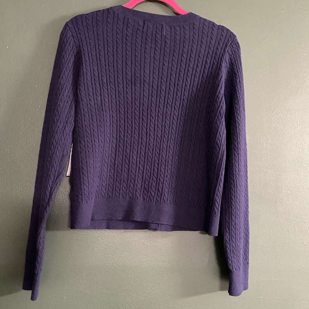 NWT cable knit cardigan Old Navy SoSoft Dark Blue Sweater braided twist cropped - Picture 4 of 14